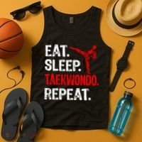 Eat Sleep Taekwondo Repeat Taekwondo Player Funny Tank Top thumb 4
