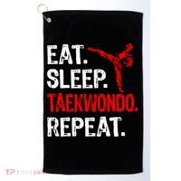 Eat Sleep Taekwondo Repeat Taekwondo Player Funny Golf Towel thumb 0