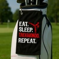 Eat Sleep Taekwondo Repeat Taekwondo Player Funny Golf Towel thumb 2