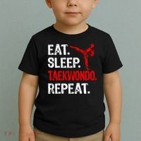 Eat Sleep Taekwondo Repeat Taekwondo Player Funny Toddler T-Shirt thumb 2
