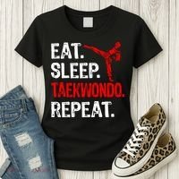 Eat Sleep Taekwondo Repeat Taekwondo Player Funny Women's T-Shirt thumb 3