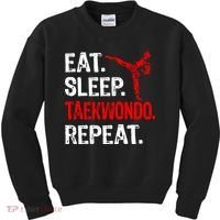 Eat Sleep Taekwondo Repeat Taekwondo Player Funny Kids Sweatshirt thumb 0