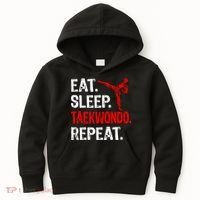 Eat Sleep Taekwondo Repeat Taekwondo Player Funny Kids Hoodie thumb 0