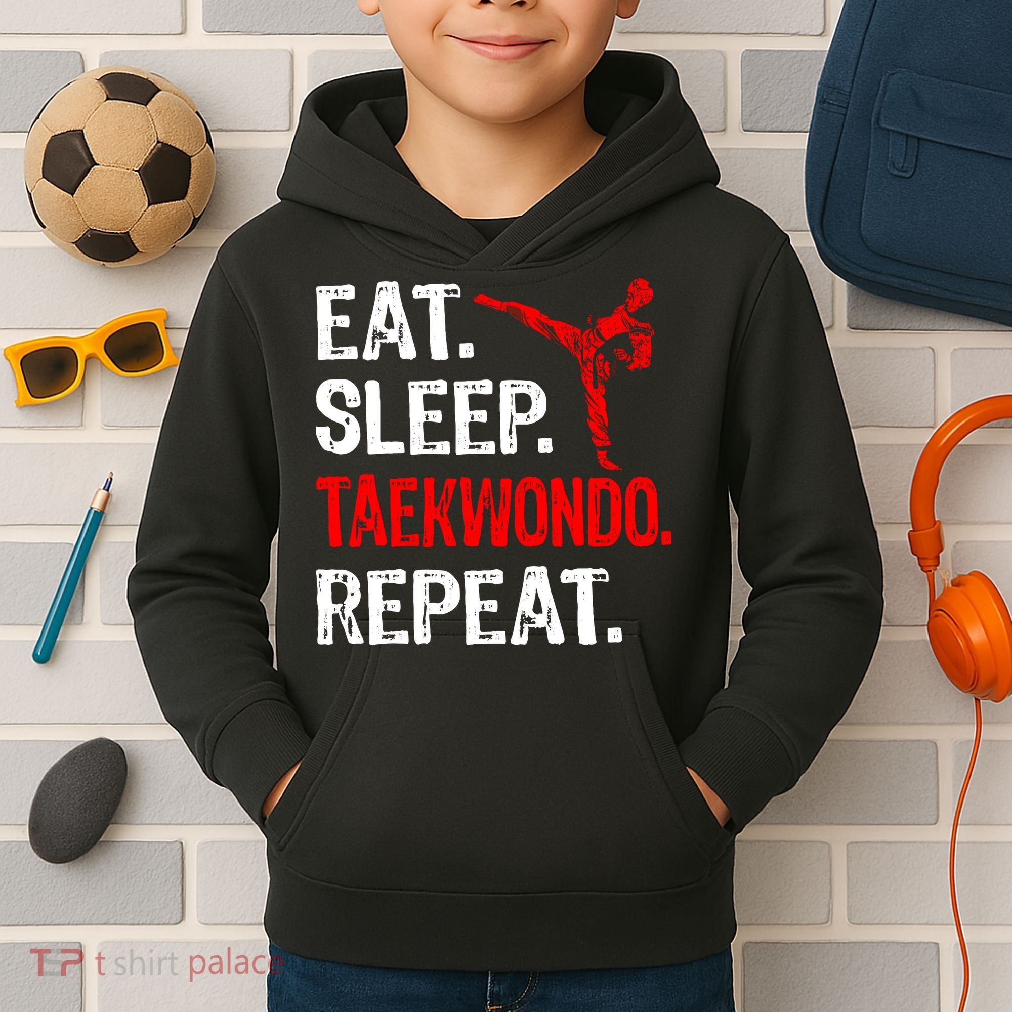 Eat Sleep Taekwondo Repeat Taekwondo Player Funny Kids Hoodie