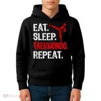 Eat Sleep Taekwondo Repeat Taekwondo Player Funny Kids Hoodie thumb 4