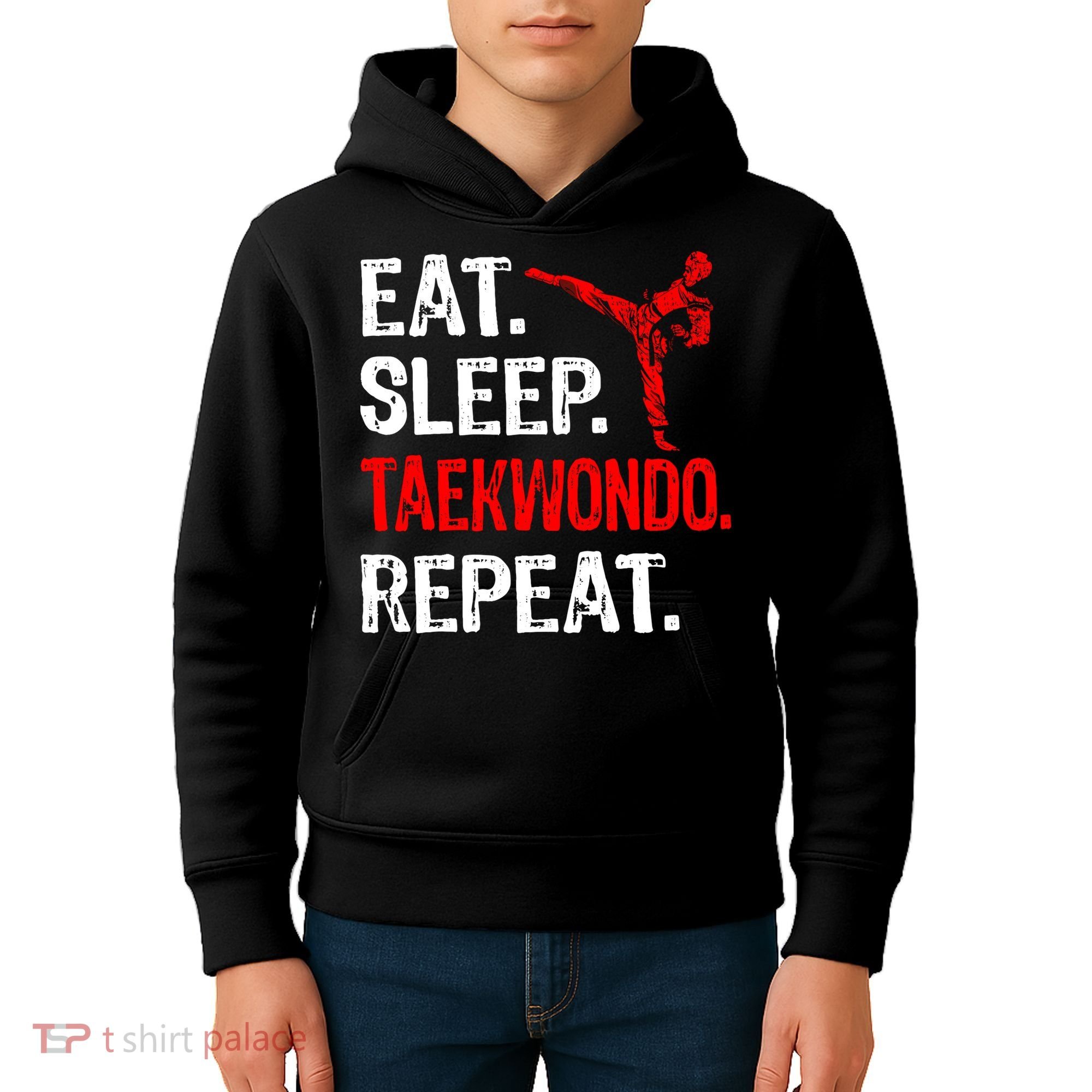 Eat Sleep Taekwondo Repeat Taekwondo Player Funny Kids Hoodie