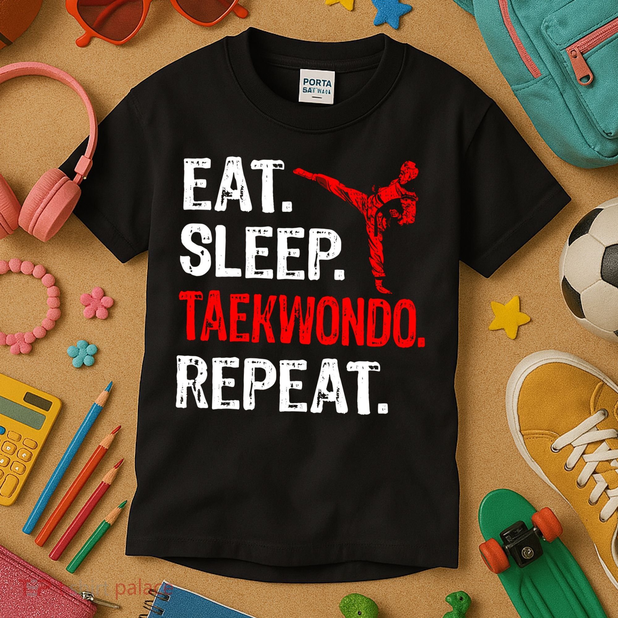 Eat Sleep Taekwondo Repeat Taekwondo Player Funny Kids T-Shirt