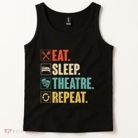 Eat Sleep Theatre Repeat Actor Theater Lover Gift Tank Top thumb 2
