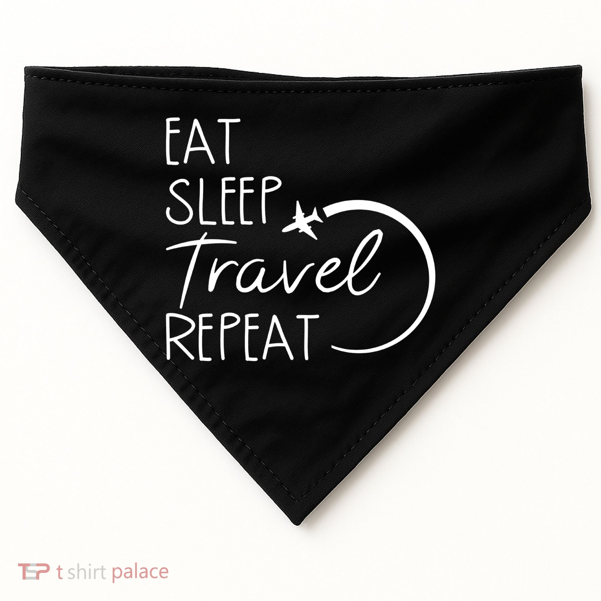 Eat Sleep Travel Repeat Vacation USA-Made Doggie Bandana