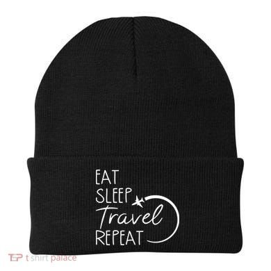 Eat Sleep Travel Repeat Vacation Beanie