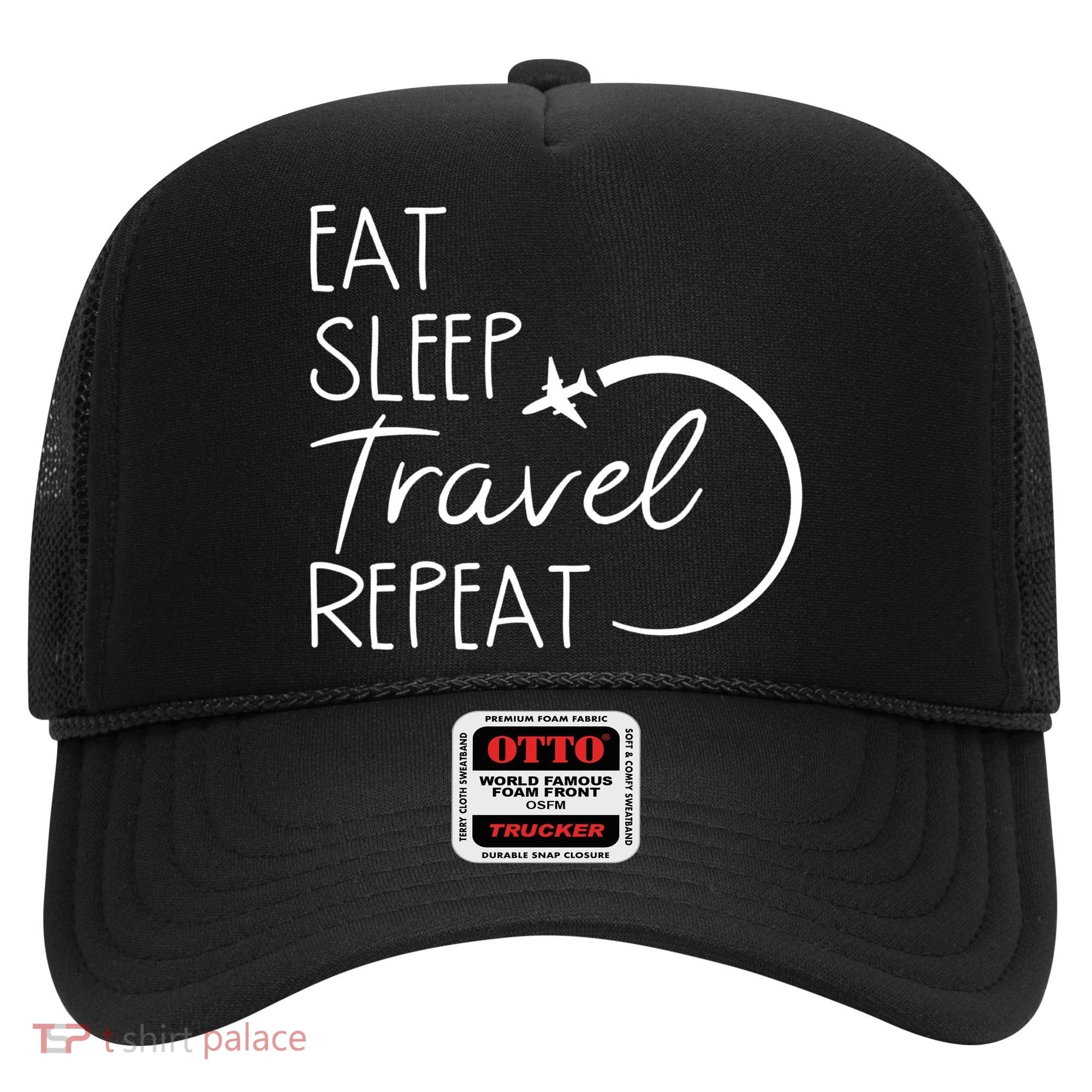 Eat Sleep Travel Repeat Vacation Hat
