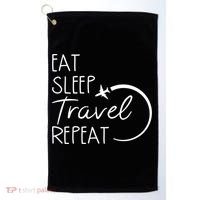 Eat Sleep Travel Repeat Vacation Golf Towel thumb 0