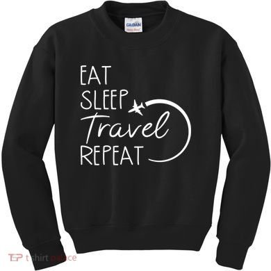 Eat Sleep Travel Repeat Vacation Kids Sweatshirt