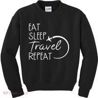Eat Sleep Travel Repeat Vacation Kids Sweatshirt thumb 0