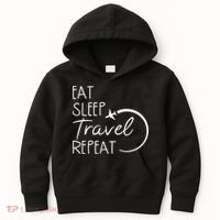 Eat Sleep Travel Repeat Vacation Kids Hoodie thumb 0