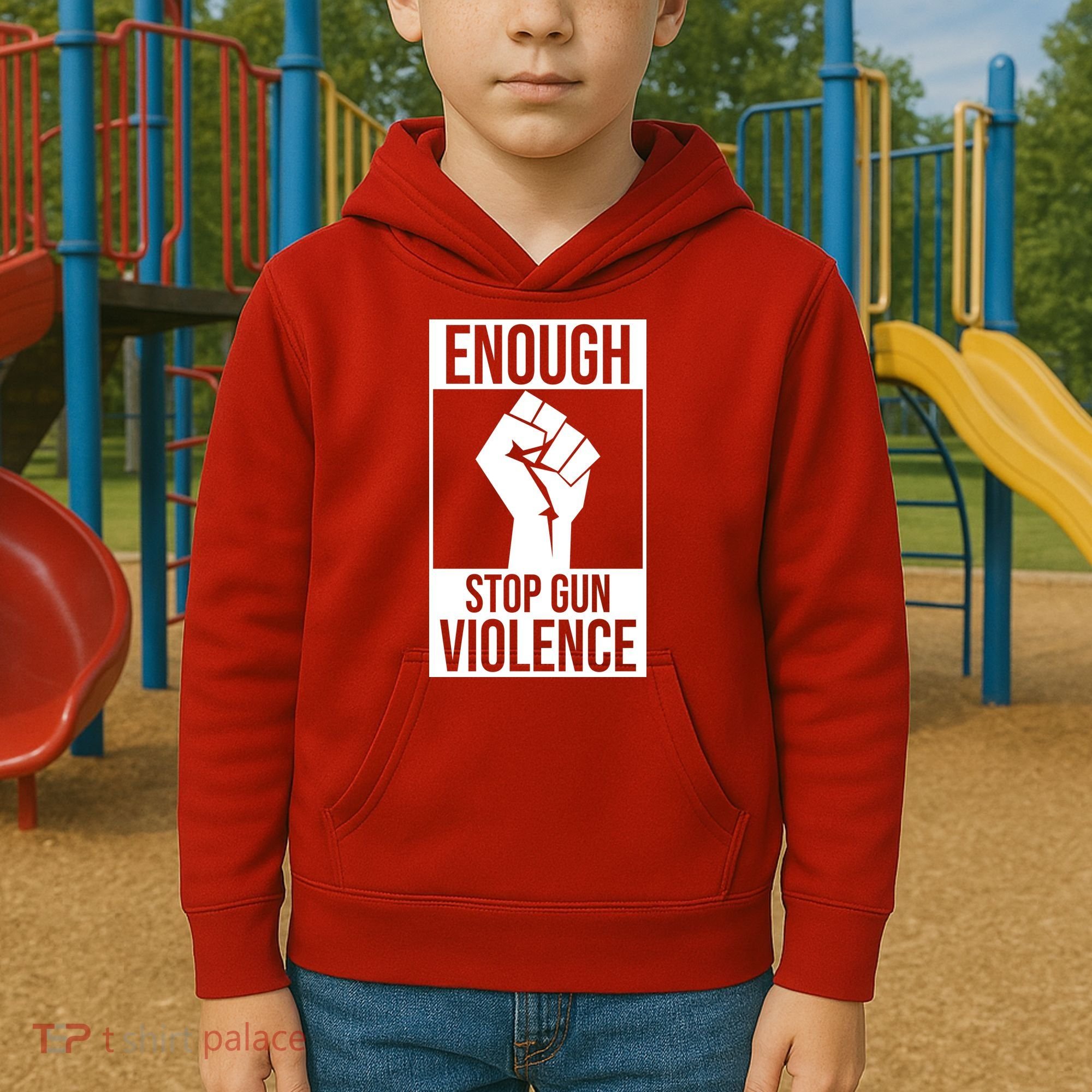 Enough Stop The Violence Fist Kids Hoodie
