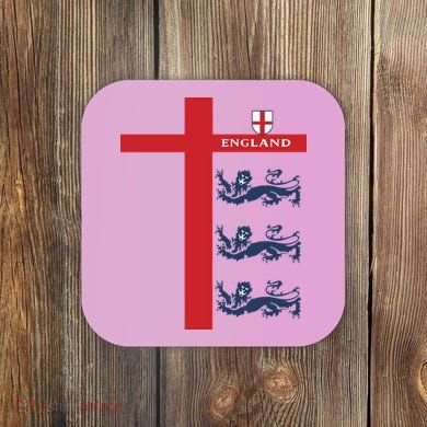 England Soccer Three Lions Flag Coaster