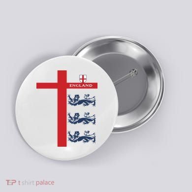 England Soccer Three Lions Flag Button