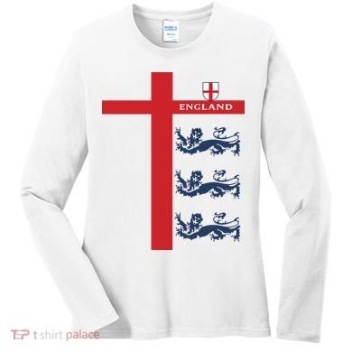England Soccer Three Lions Flag Women's Long Sleeve Shirt