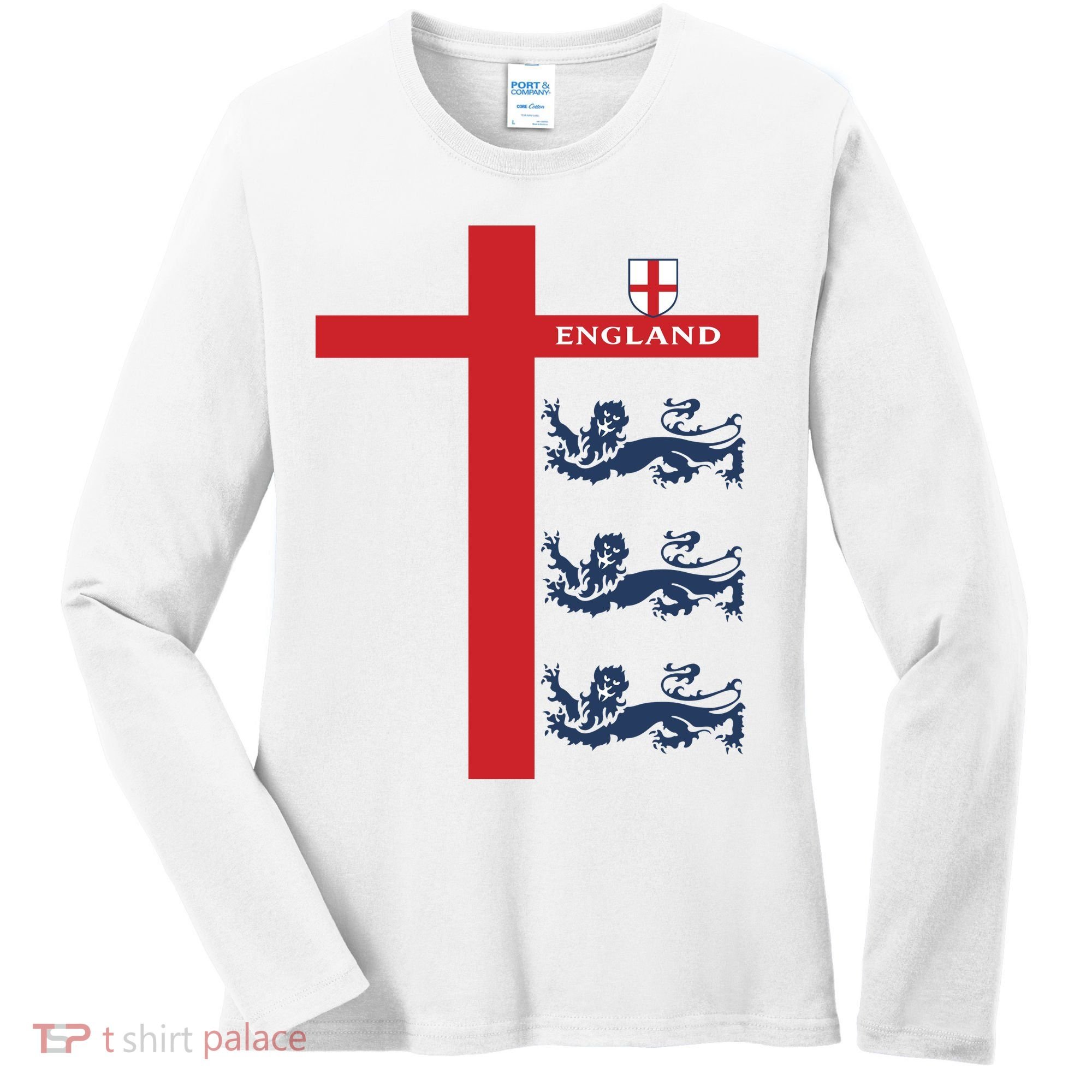 England Soccer Three Lions Flag Women's Long Sleeve Shirt