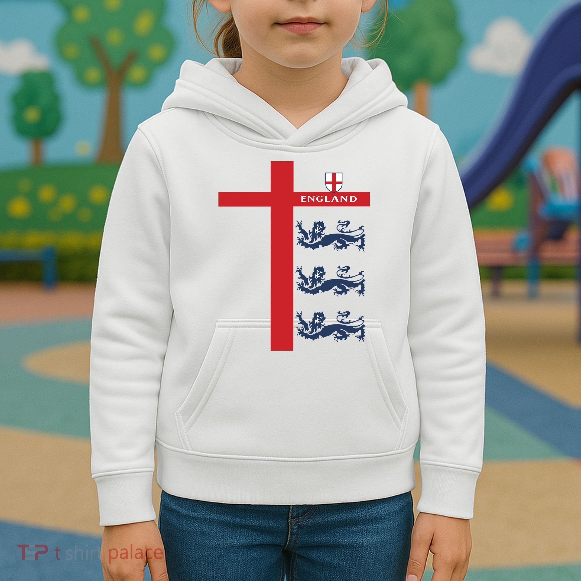 England Soccer Three Lions Flag Kids Hoodie