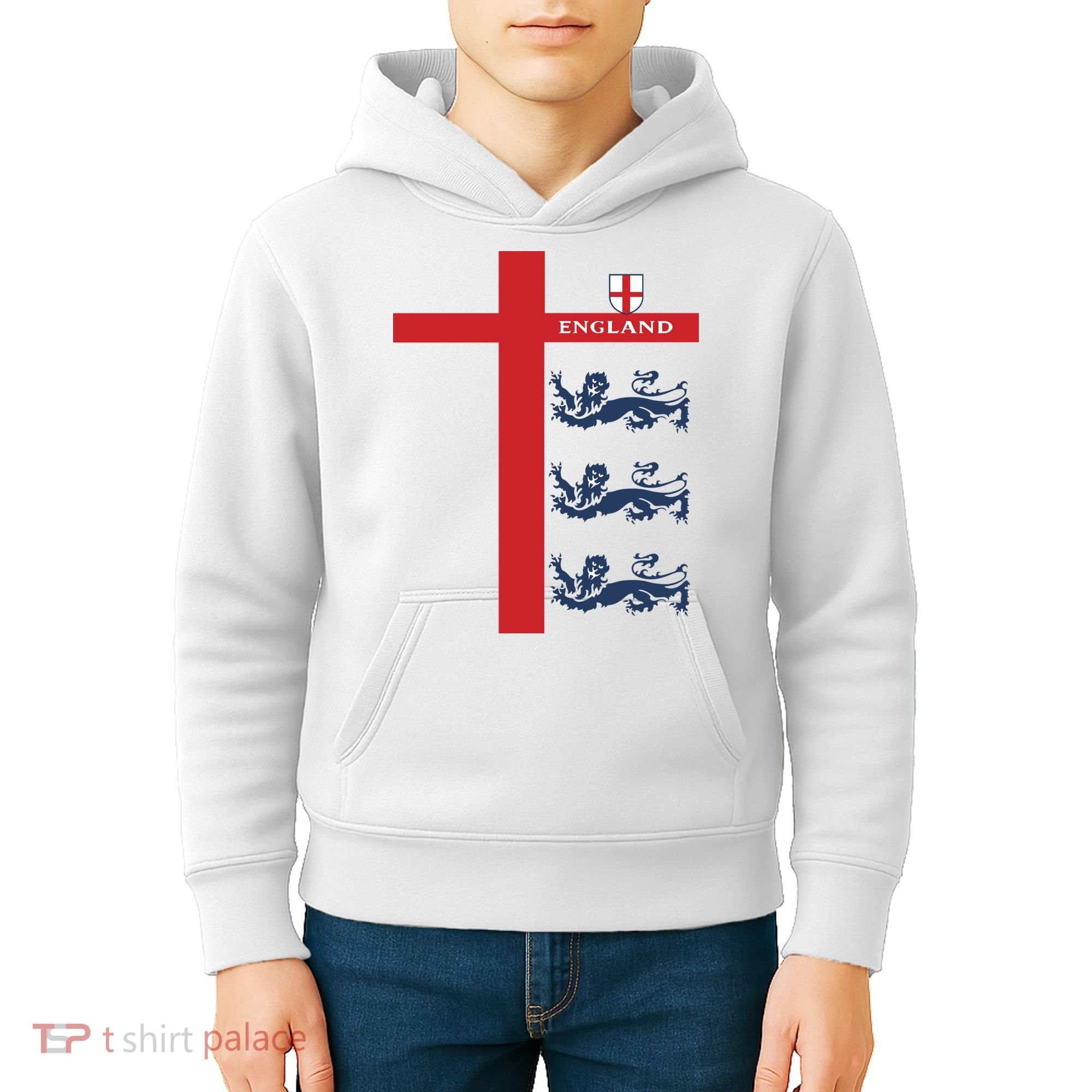 England Soccer Three Lions Flag Kids Hoodie