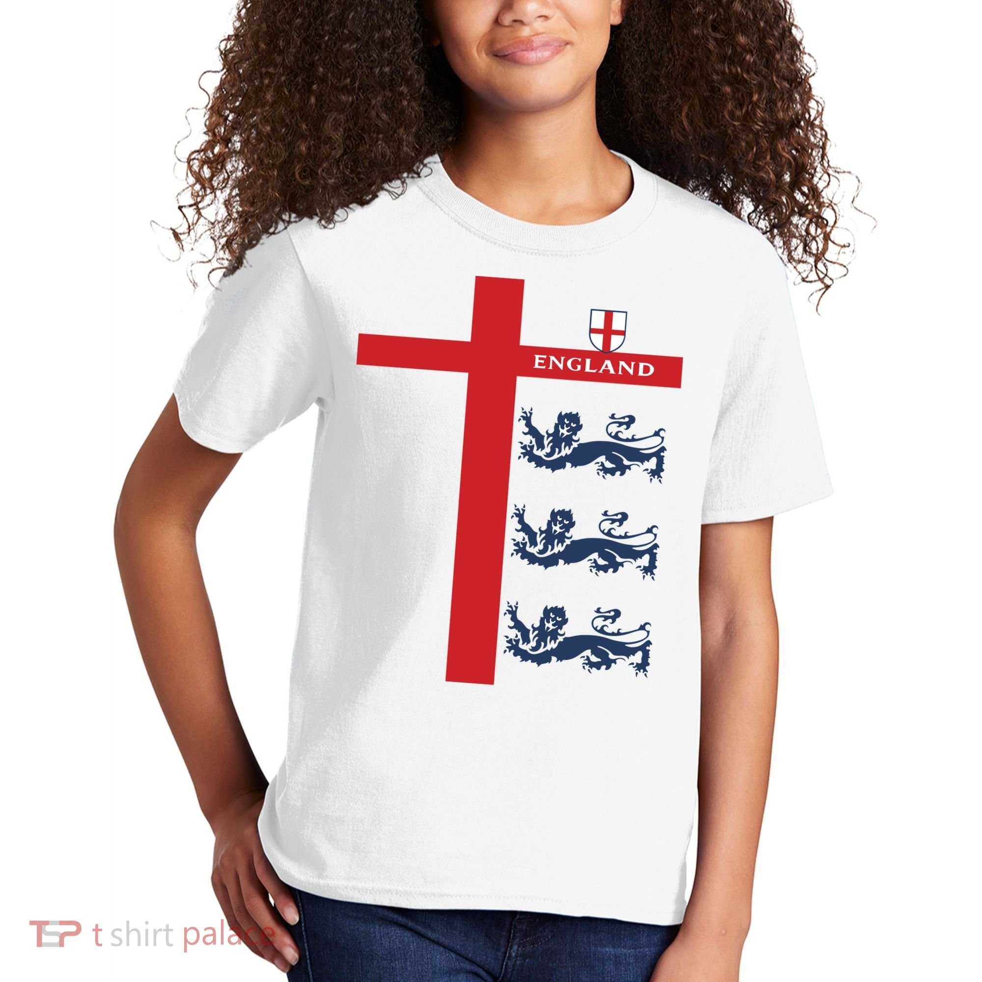 England Soccer Three Lions Flag Kids T-Shirt