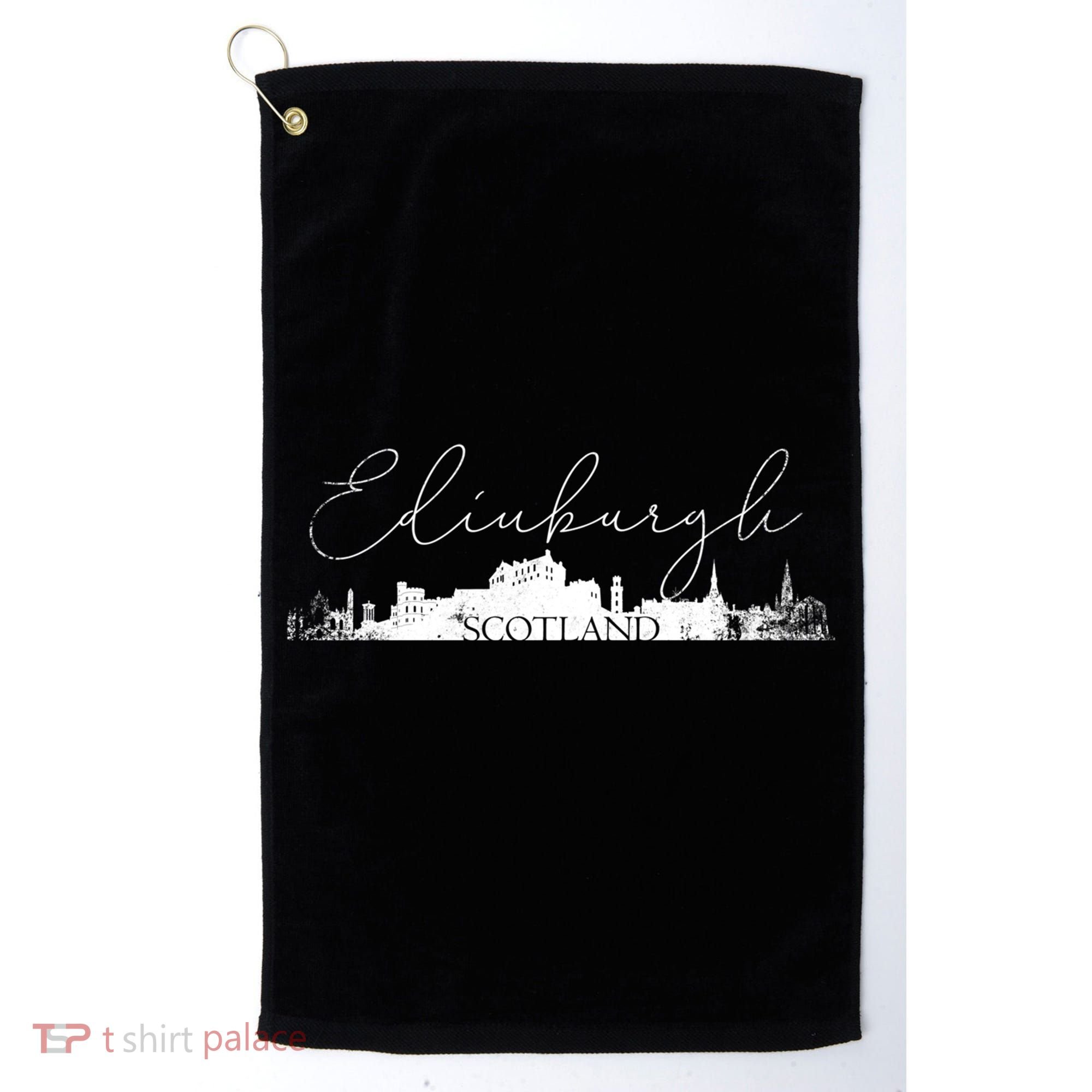 Edinburgh Scotland Tourist Graphic Skyline City Gift Golf Towel