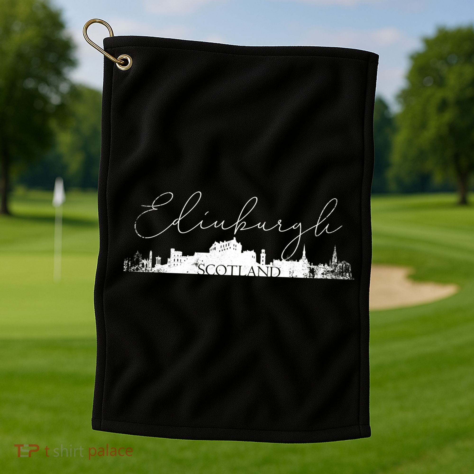 Edinburgh Scotland Tourist Graphic Skyline City Gift Golf Towel