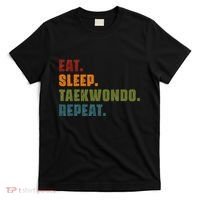 Eat Sleep Taekwondo Repeat Taekwondo Funny Retro Vintage T-Shirt thumb 0