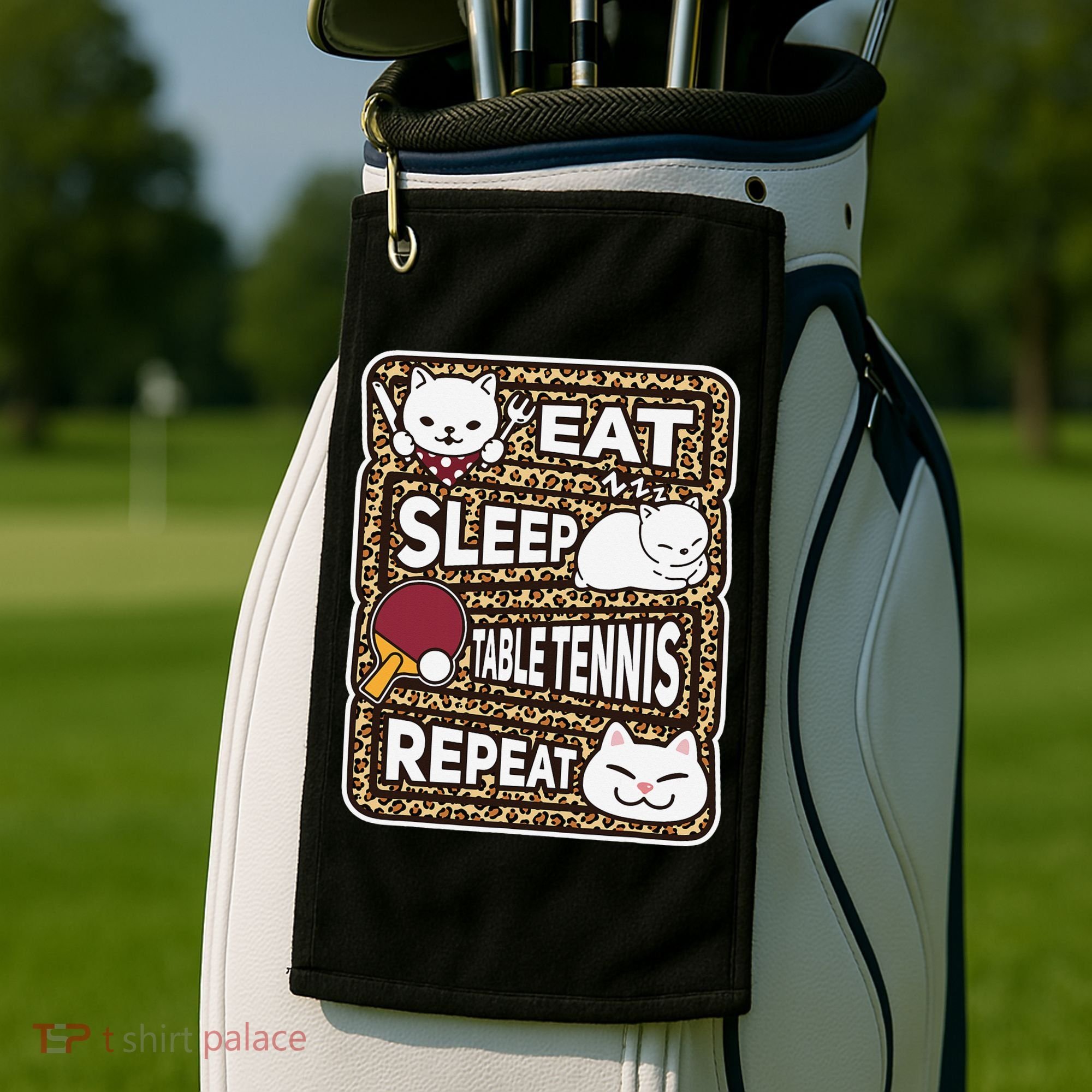 Eat Sleep Table Tennis Repeat Ping Pong Lover Outfit Golf Towel