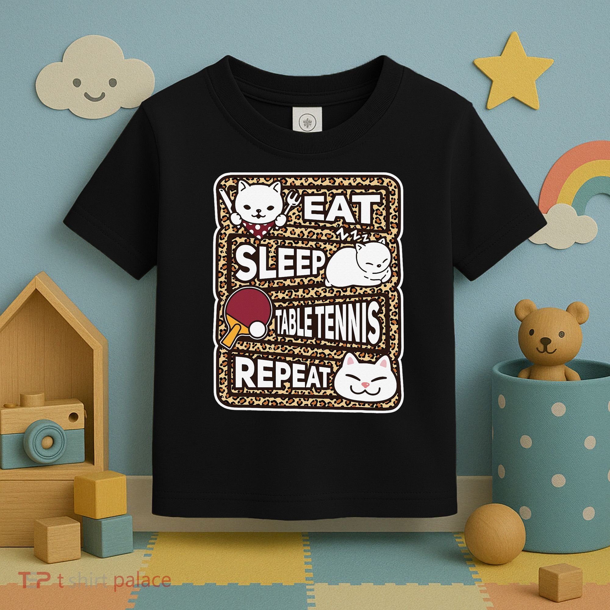 Eat Sleep Table Tennis Repeat Ping Pong Lover Outfit Toddler T-Shirt