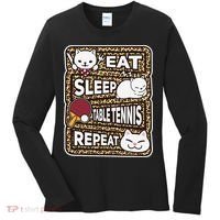 Eat Sleep Table Tennis Repeat Ping Pong Lover Outfit Women's Long Sleeve Shirt thumb 0