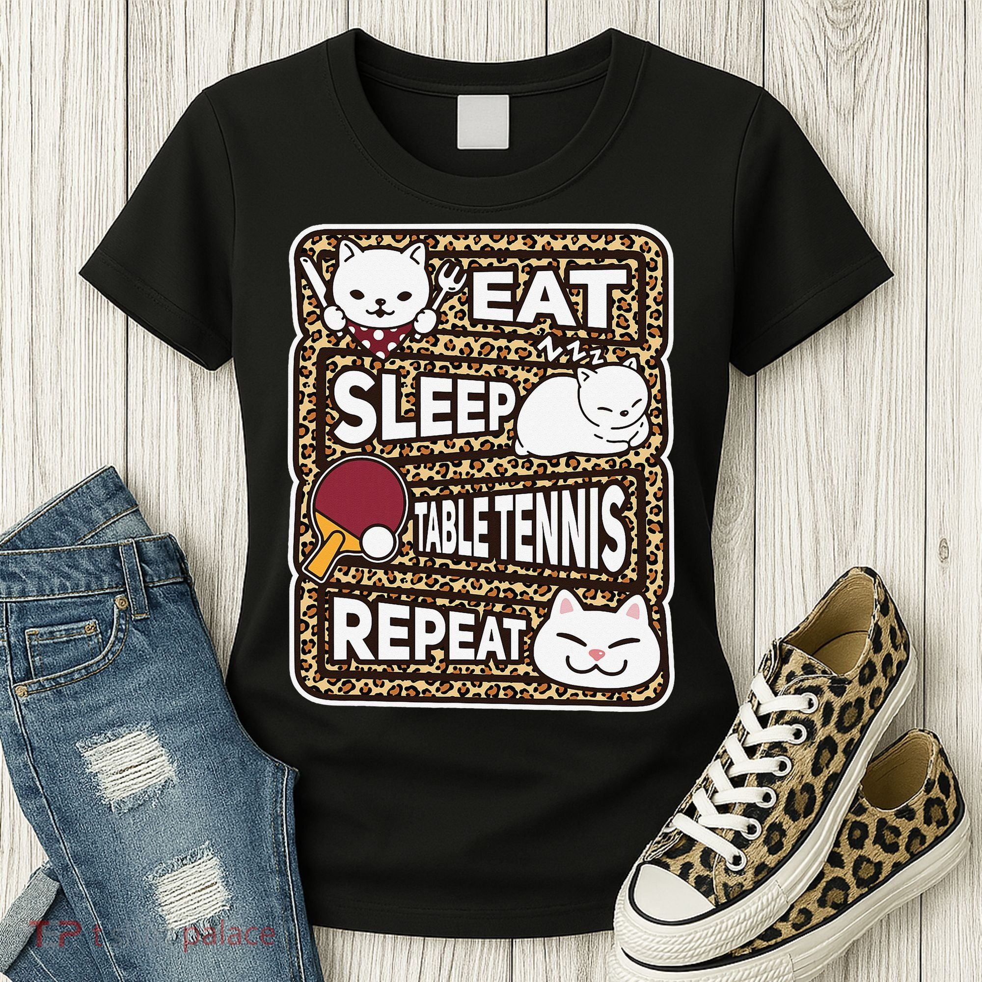 Eat Sleep Table Tennis Repeat Ping Pong Lover Outfit Women's T-Shirt