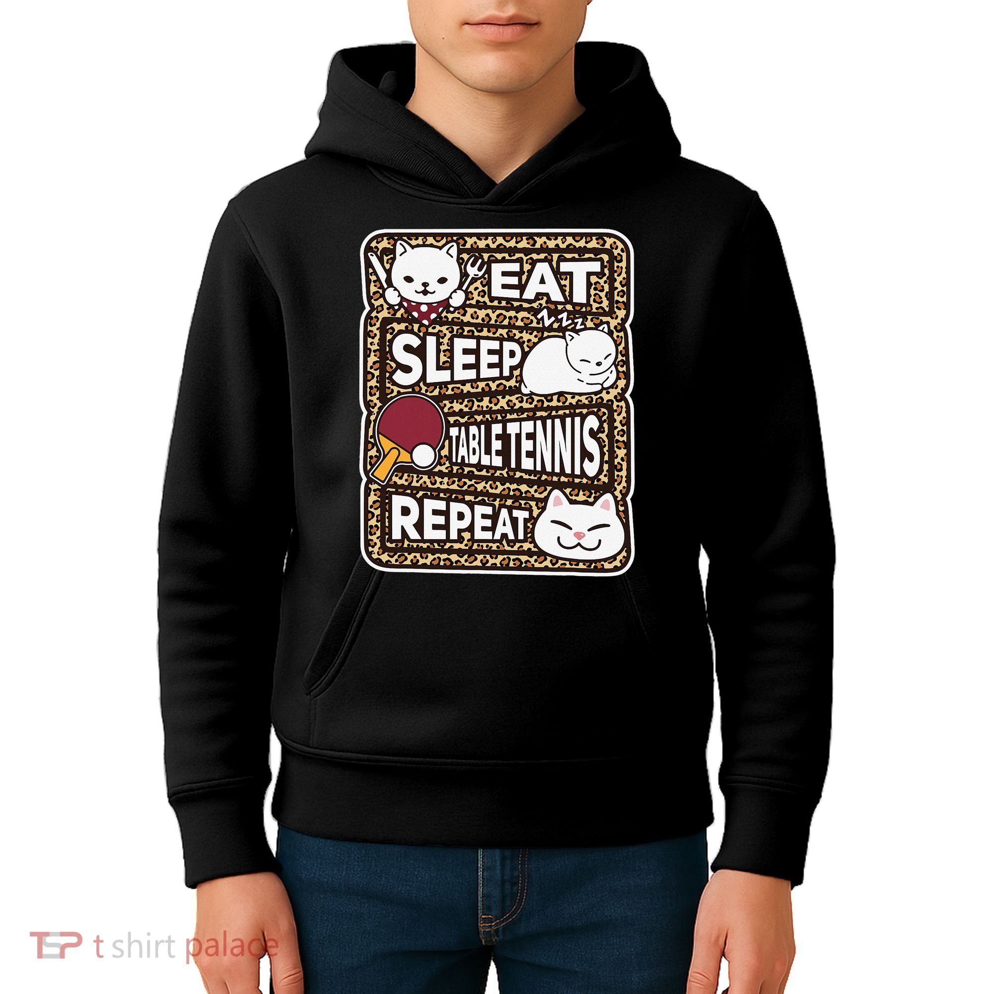 Eat Sleep Table Tennis Repeat Ping Pong Lover Outfit Kids Hoodie