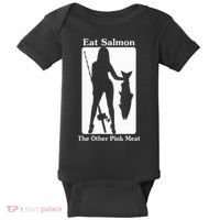 Eat Salmon The Other Pink Meat Funny Quote Baby Bodysuit thumb 0