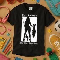 Eat Salmon The Other Pink Meat Funny Quote Kids T-Shirt thumb 3
