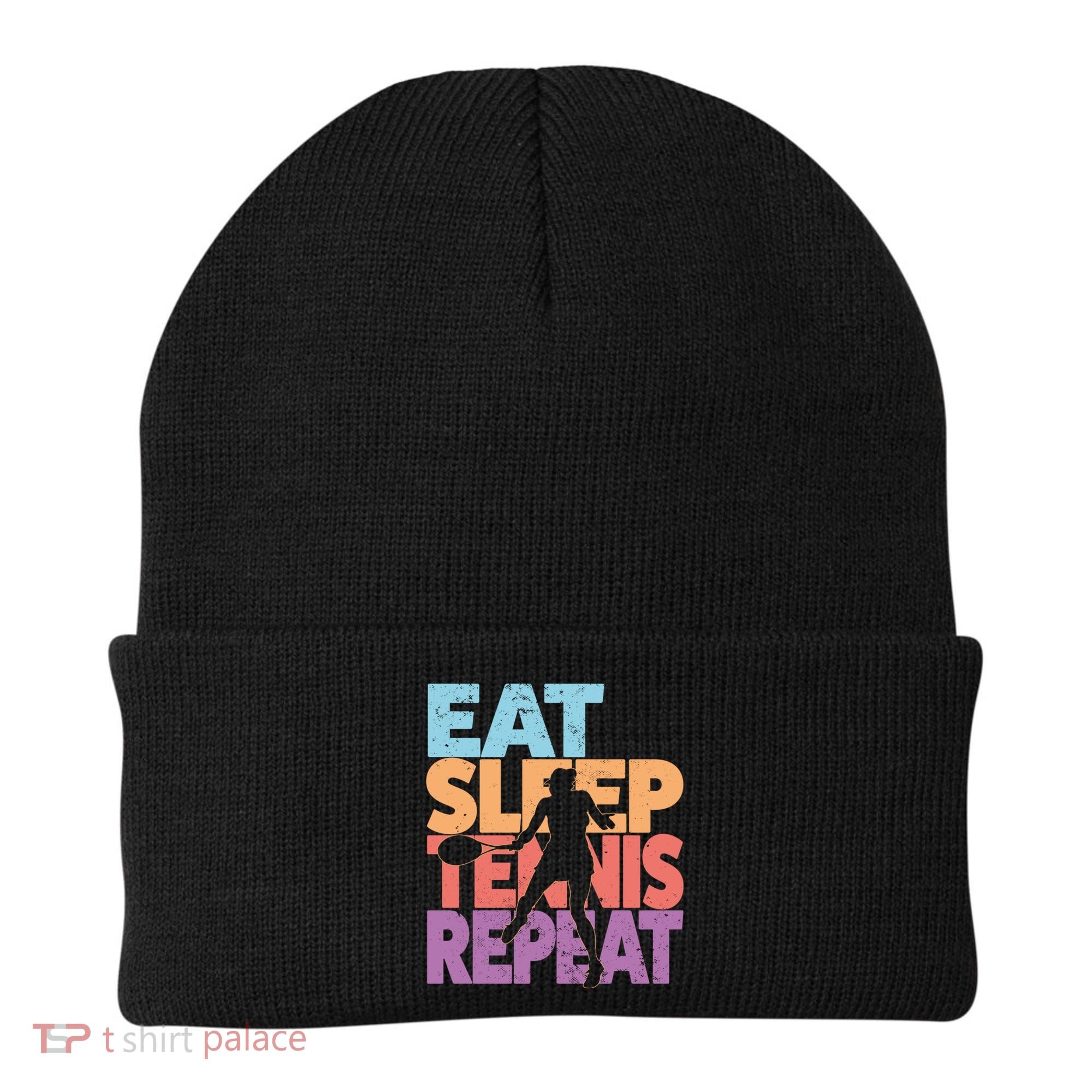 Eat Sleep Tennis Repeat Great Gift Tennis Gift Beanie