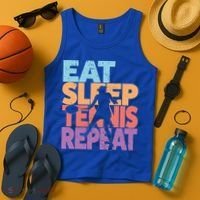 Eat Sleep Tennis Repeat Great Gift Tennis Gift Tank Top thumb 4
