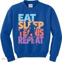 Eat Sleep Tennis Repeat Great Gift Tennis Gift Kids Sweatshirt thumb 0