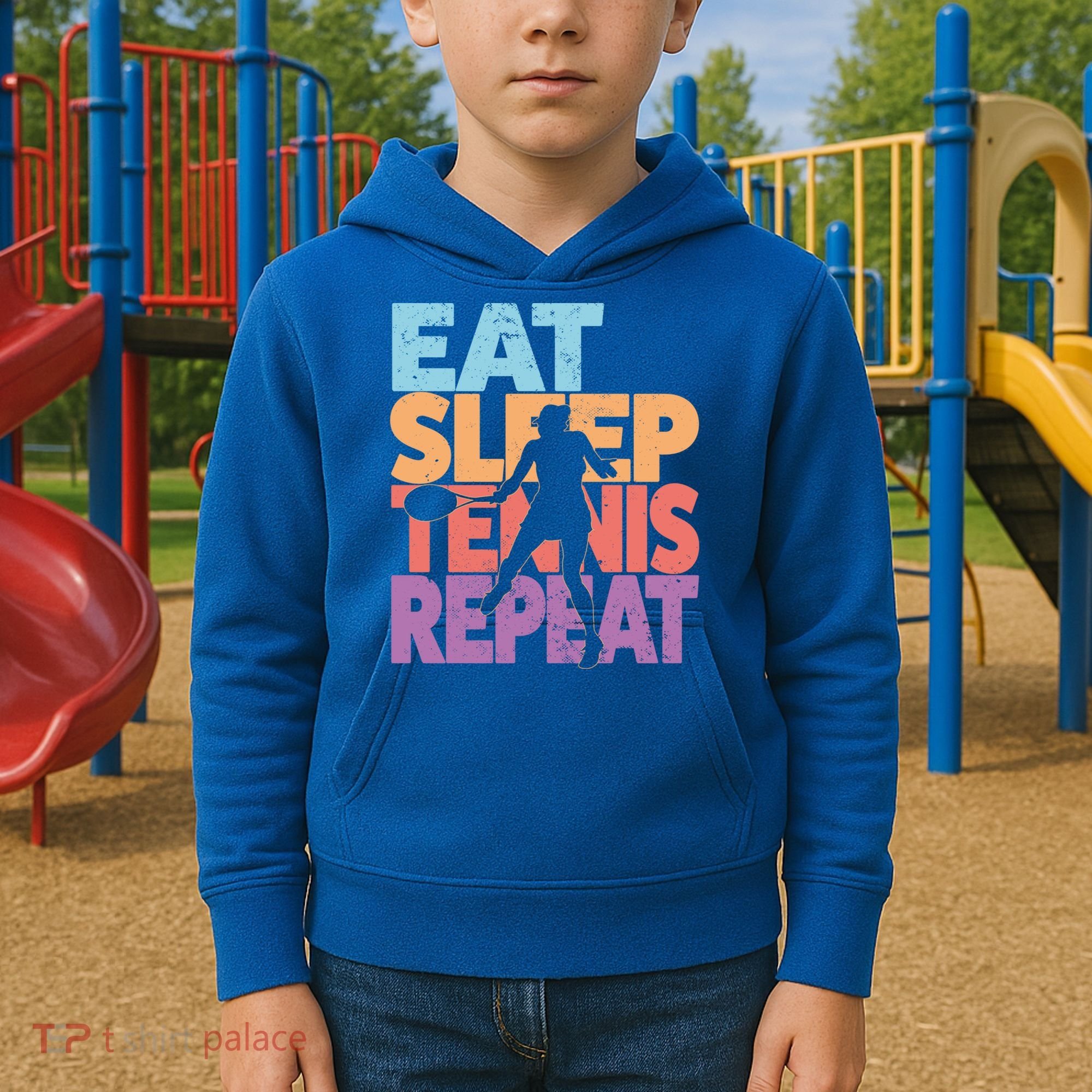 Eat Sleep Tennis Repeat Great Gift Tennis Gift Kids Hoodie