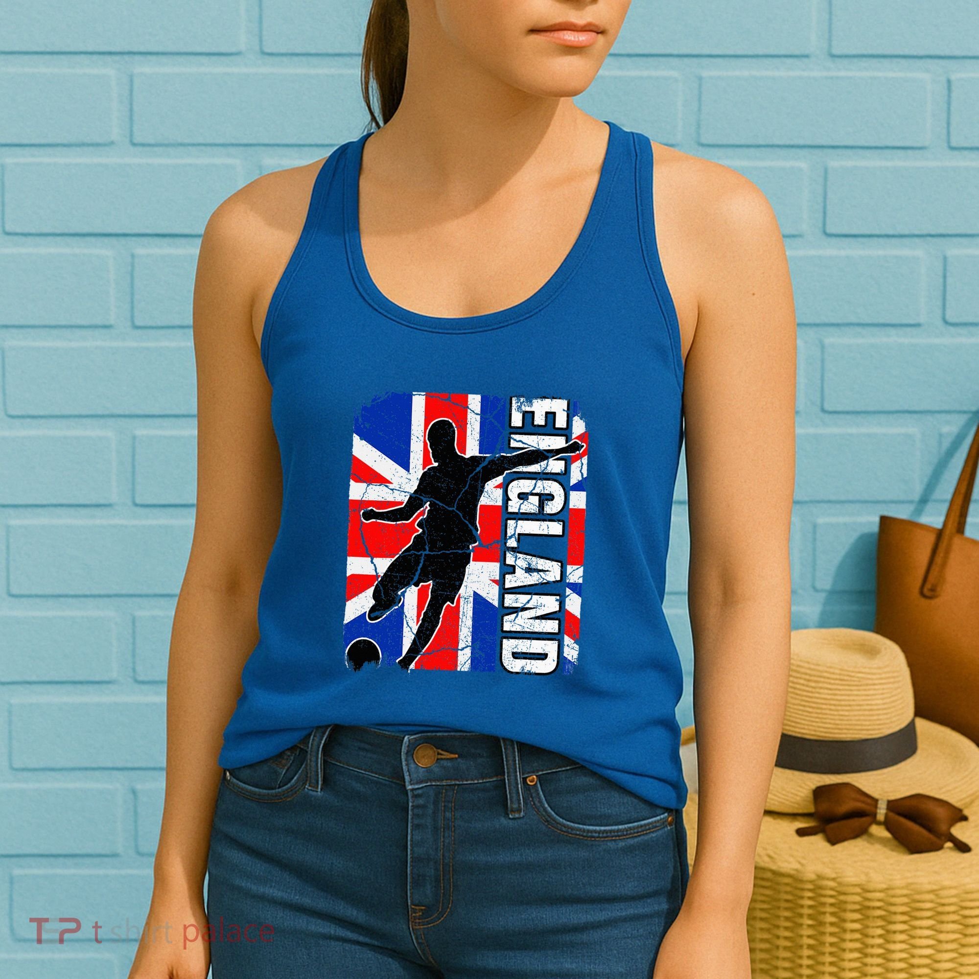 England Soccer Team British Flag Jersey Football Fans Women's Tank Top