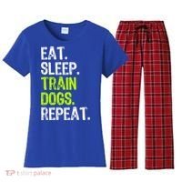Eat Sleep Train Dogs Trainer Training Funny Meaningful Gift Women's Flannel Pajama Set thumb 0