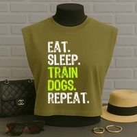 Eat Sleep Train Dogs Trainer Training Funny Meaningful Gift Garment-Dyed Women's Muscle Tee thumb 3