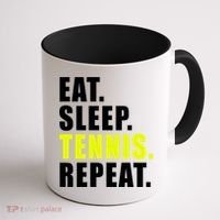 Eat Sleep Tennis Repeat Ball Sport Gift Coffee Mug thumb 1
