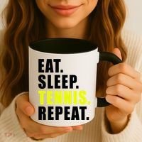 Eat Sleep Tennis Repeat Ball Sport Gift Coffee Mug thumb 3