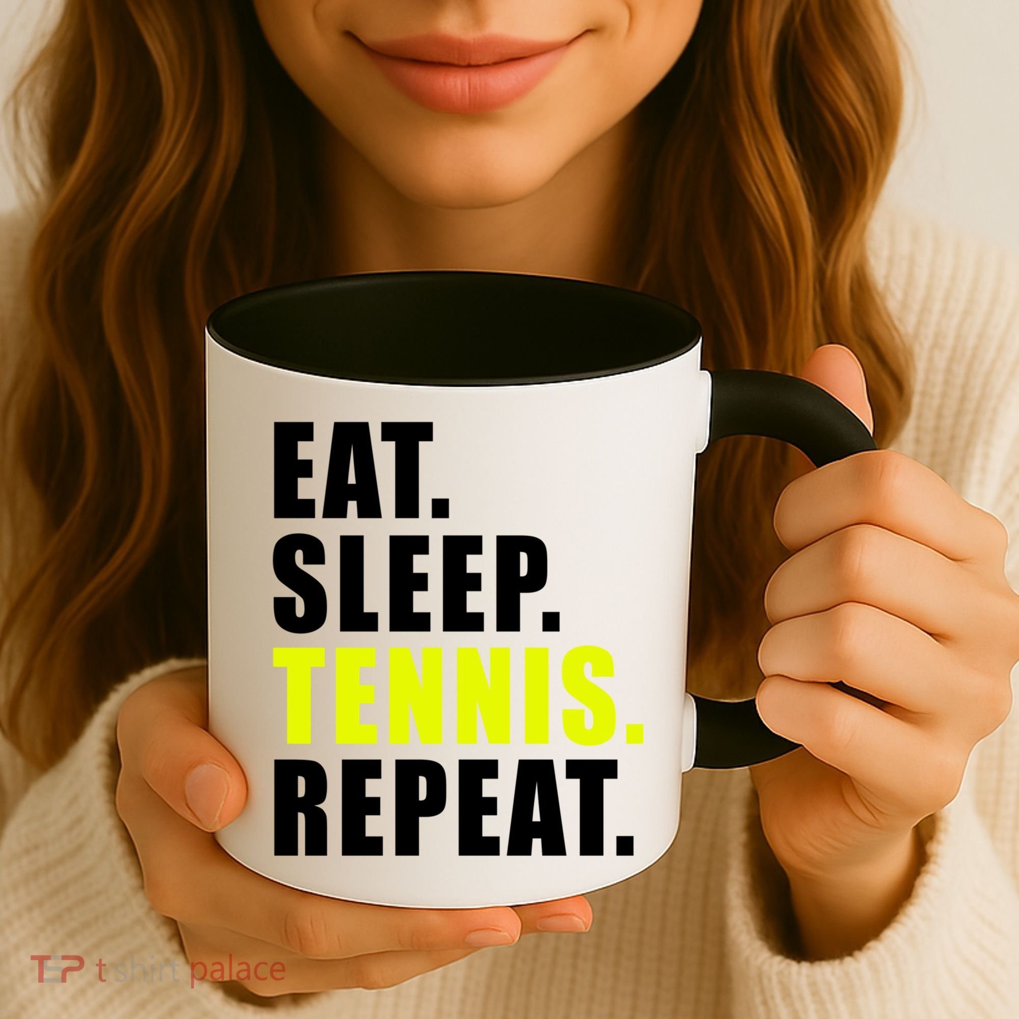Eat Sleep Tennis Repeat Ball Sport Gift Coffee Mug