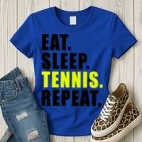 Eat Sleep Tennis Repeat Ball Sport Gift Women's T-Shirt thumb 3