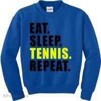 Eat Sleep Tennis Repeat Ball Sport Gift Kids Sweatshirt thumb 0