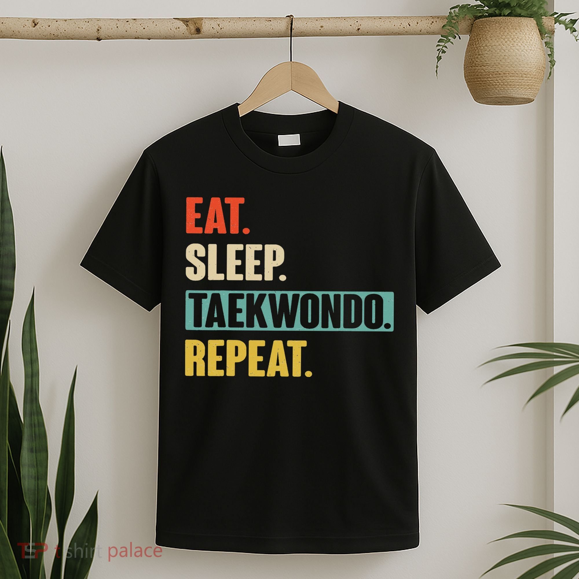 Eat Sleep Taekwondo Repeat Funny Retro Vintage Taekwondo T-Shirt